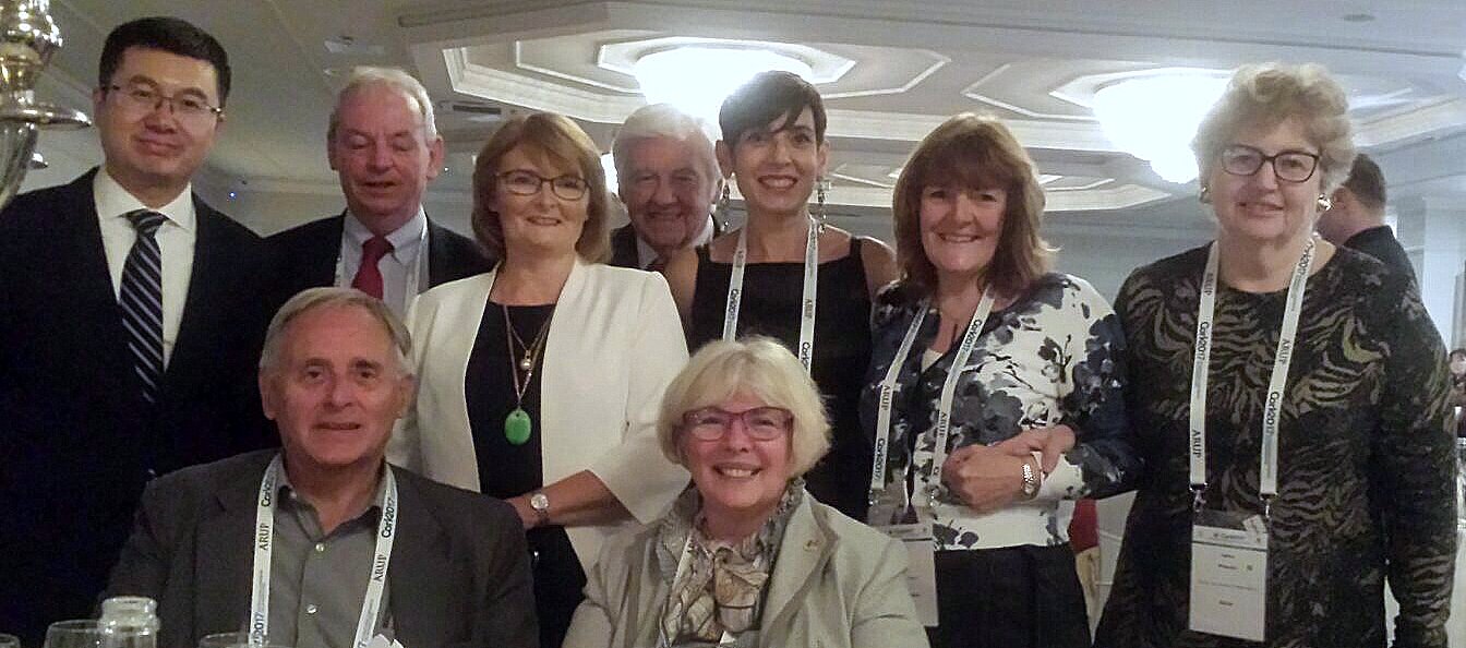 [Standing] Yuan Dayong, Willie McAuliffe (Cork City), Maggie McAuliffe, Norman Longworth, Roberta Piazza, Lesley Doyle, Leone Wheeler [Seated] Chris Shepherd, Denise Reghenzani-Kearns